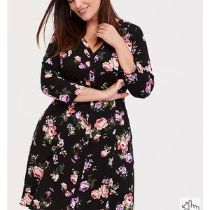 TORRID Black Floral Charlie Button Front Dress